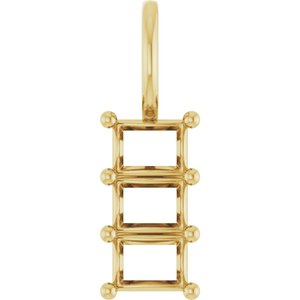 10K Yellow Gold 4x3 mm Straight Baguette Pendant Mounting – image 2