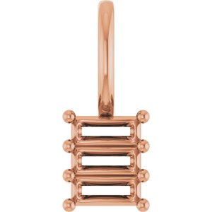 10K Rose Gold 3.75x1.5 mm Straight Baguette Pendant Mounting – image 2