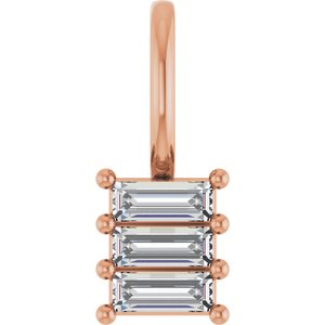 18K Rose Gold 3.75x1.5 mm Straight Baguette Pendant Mounting