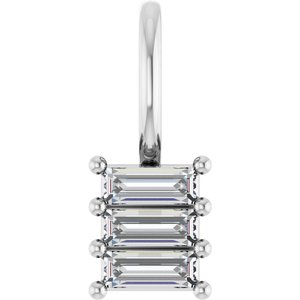 14K X1 White Gold 3.75x1.5 mm Straight Baguette Pendant Mounting