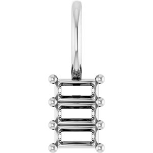 14K White Gold 3.5x1.75 mm Straight Baguette Pendant Mounting – image 2