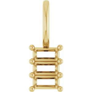 10K Yellow Gold 3.5x1.75 mm Straight Baguette Pendant Mounting – image 2