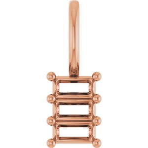 18K Rose Gold 3.5x1.75 mm Straight Baguette Pendant Mounting – image 2