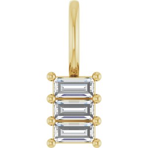 18K Yellow Gold 3.5x1.75 mm Straight Baguette Pendant Mounting