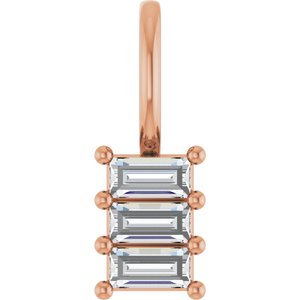 18K Rose Gold 3.5x1.75 mm Straight Baguette Pendant Mounting