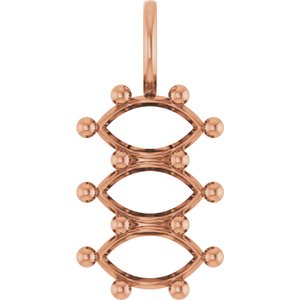 10K Rose Gold 8x4.5 mm Marquise Pendant Mounting – image 2