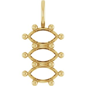14K Yellow Gold 8x4.5 mm Marquise Pendant Mounting – image 2