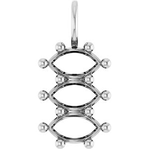Sterling Silver 8x4.5 mm Marquise Pendant Mounting – image 2