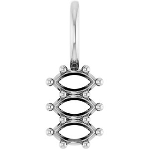14K X1 White Gold 4.25x2.25 mm Marquise Pendant Mounting – image 2