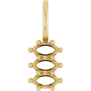 10K Yellow Gold 4.25x2.25 mm Marquise Pendant Mounting – image 2