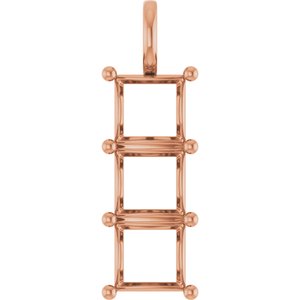 10K Rose Gold 9x9 mm Square Pendant Mounting – image 2