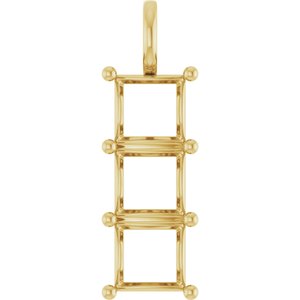 10K Yellow Gold 9x9 mm Square Pendant Mounting – image 2