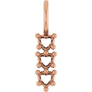 10K Rose Gold 3x3 mm Heart Pendant Mounting – image 2