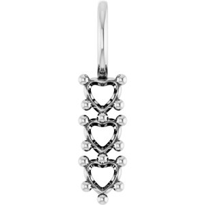 14K White Gold 3x3 mm Heart Pendant Mounting – image 2