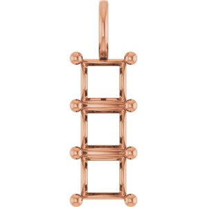 10K Rose Gold 6x6 mm Square Pendant Mounting – image 2