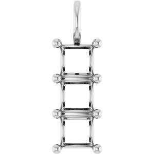 14K White Gold 6x6 mm Square Pendant Mounting – image 2
