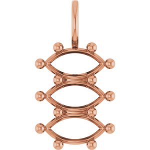 18K Rose Gold 9x4.5 mm Marquise Pendant Mounting – image 2
