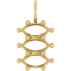 10K Yellow Gold 9x4.5 mm Marquise Pendant Mounting – image 2