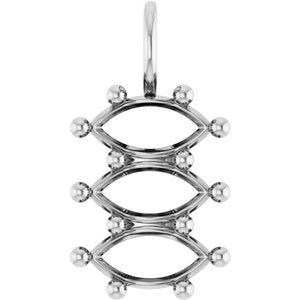 14K White Gold 9x4.5 mm Marquise Pendant Mounting – image 2