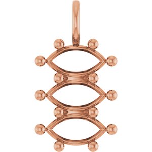 18K Rose Gold 10.5x5.5 mm Marquise Pendant Mounting – image 2