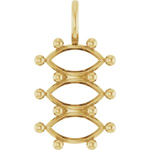 18K Yellow Gold 10.5x5.5 mm Marquise Pendant Mounting – image 2