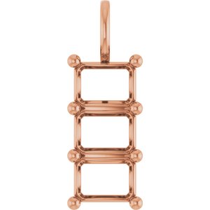 10K Rose Gold 7.5x5.5 mm Emerald Pendant Mounting – image 2