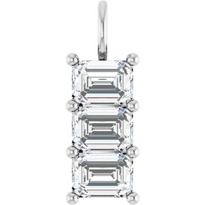 14K X1 White Gold 7.5x5.5 mm Emerald Pendant Mounting