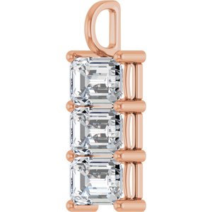 14K Rose Gold 10x7 mm Emerald Pendant Mounting – image 3