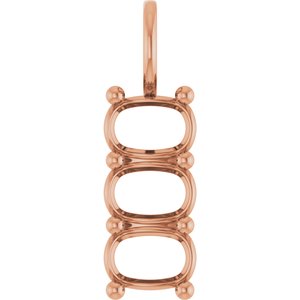 10K Rose Gold 6.5x4.5 mm Elongated Cushion Pendant Mounting – image 2