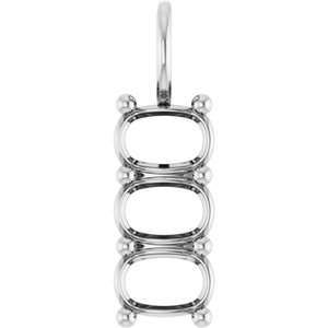 18K White Gold 6.5x4.5 mm Elongated Cushion Pendant Mounting – image 2