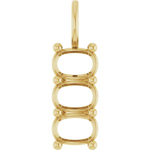 18K Yellow Gold 6.5x4.5 mm Elongated Cushion Pendant Mounting – image 2