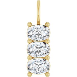 14K Yellow Gold 6.5x4.5 mm Elongated Cushion Pendant Mounting