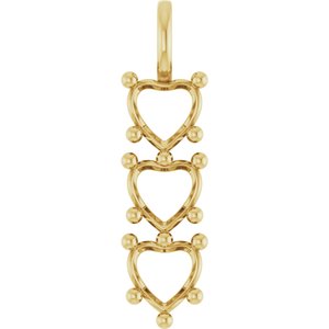 10K Yellow Gold 8x8 mm Heart Pendant Mounting – image 2