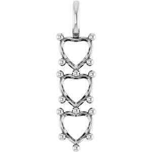 10K White Gold 8x8 mm Heart Pendant Mounting – image 2