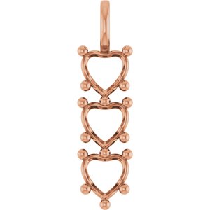 14K Rose Gold 8x8 mm Heart Pendant Mounting – image 2