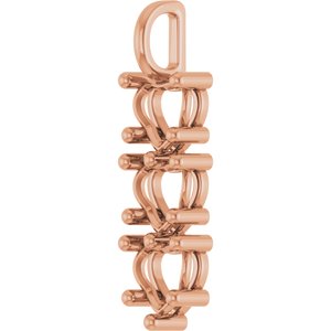 18K Rose Gold 8x8 mm Heart Pendant Mounting – image 4