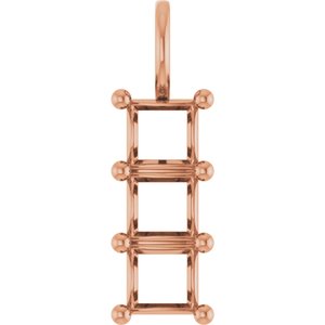 10K Rose Gold 5x5 mm Square Pendant Mounting – image 2