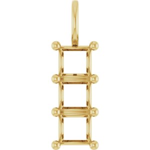 18K Yellow Gold 5x5 mm Square Pendant Mounting – image 2