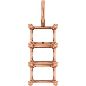 14K Rose Gold 7x5 mm Emerald Pendant Mounting – image 2