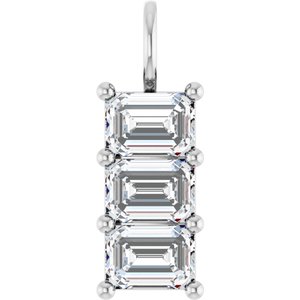 14K X1 White Gold 7x5 mm Emerald Pendant Mounting
