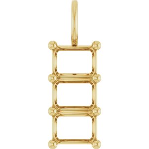 10K Yellow Gold 7x5 mm Emerald Pendant Mounting – image 2