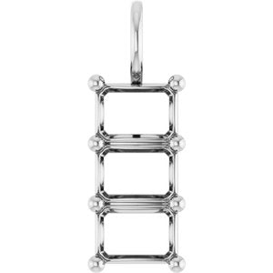 10K White Gold 7x5 mm Emerald Pendant Mounting – image 2