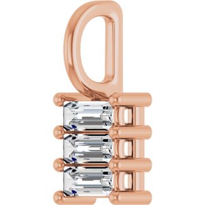 10K Rose Gold 4.5x2 mm Straight Baguette Pendant Mounting – image 3