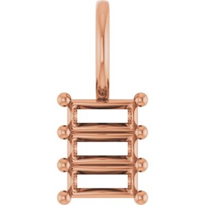 10K Rose Gold 4.5x2 mm Straight Baguette Pendant Mounting – image 2