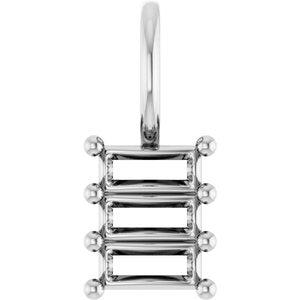 18K White Gold 4.5x2 mm Straight Baguette Pendant Mounting – image 2