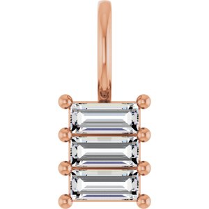 18K Rose Gold 4.5x2 mm Straight Baguette Pendant Mounting