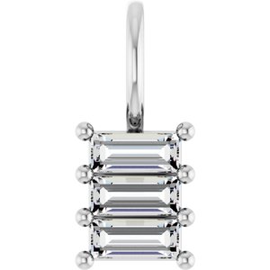 14K White Gold 4.5x2 mm Straight Baguette Pendant Mounting