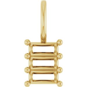 10K Yellow Gold 4.5x2 mm Straight Baguette Pendant Mounting – image 2