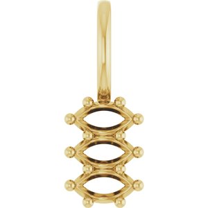 14K Yellow Gold 4x2 mm Marquise Pendant Mounting – image 2