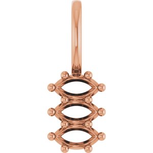 14K Rose Gold 4x2 mm Marquise Pendant Mounting – image 2